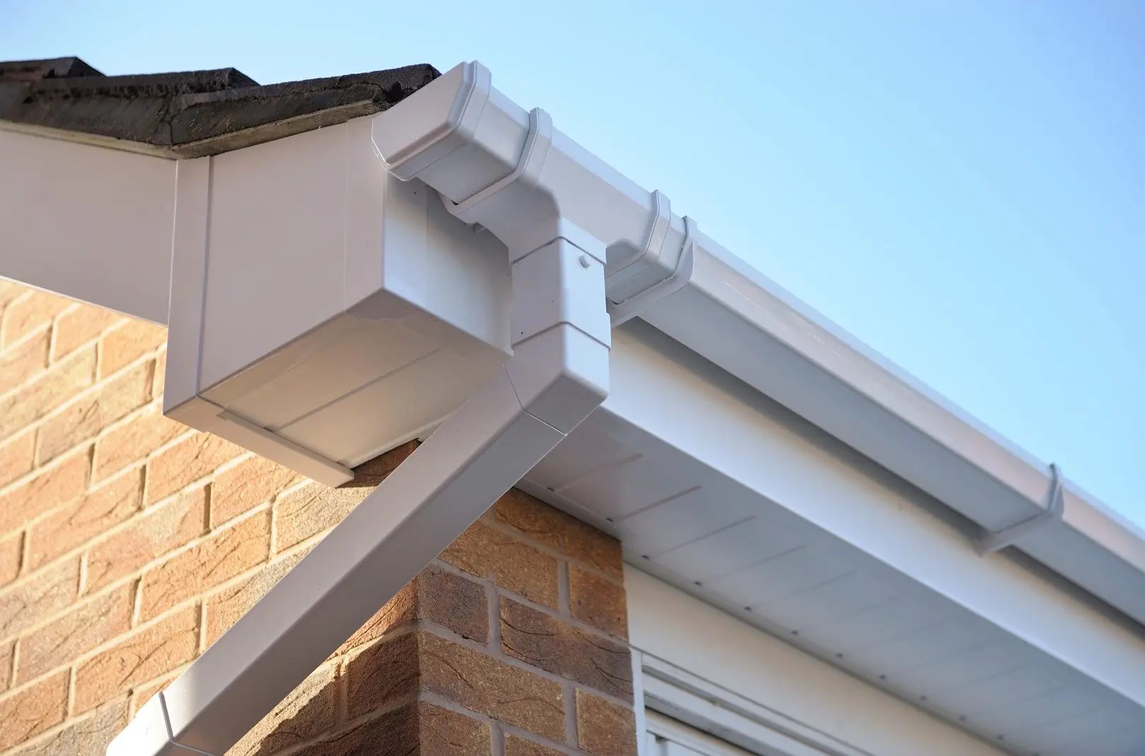 Crisp white uPVC fascias, soffits and guttering installed by HomeShield in Dorset